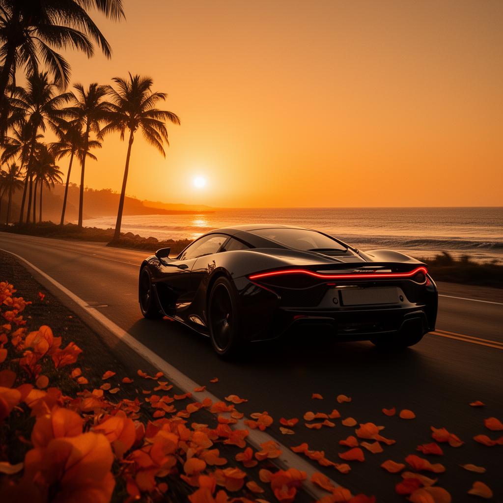 Sunset Drive — coastal hypercar at golden hour